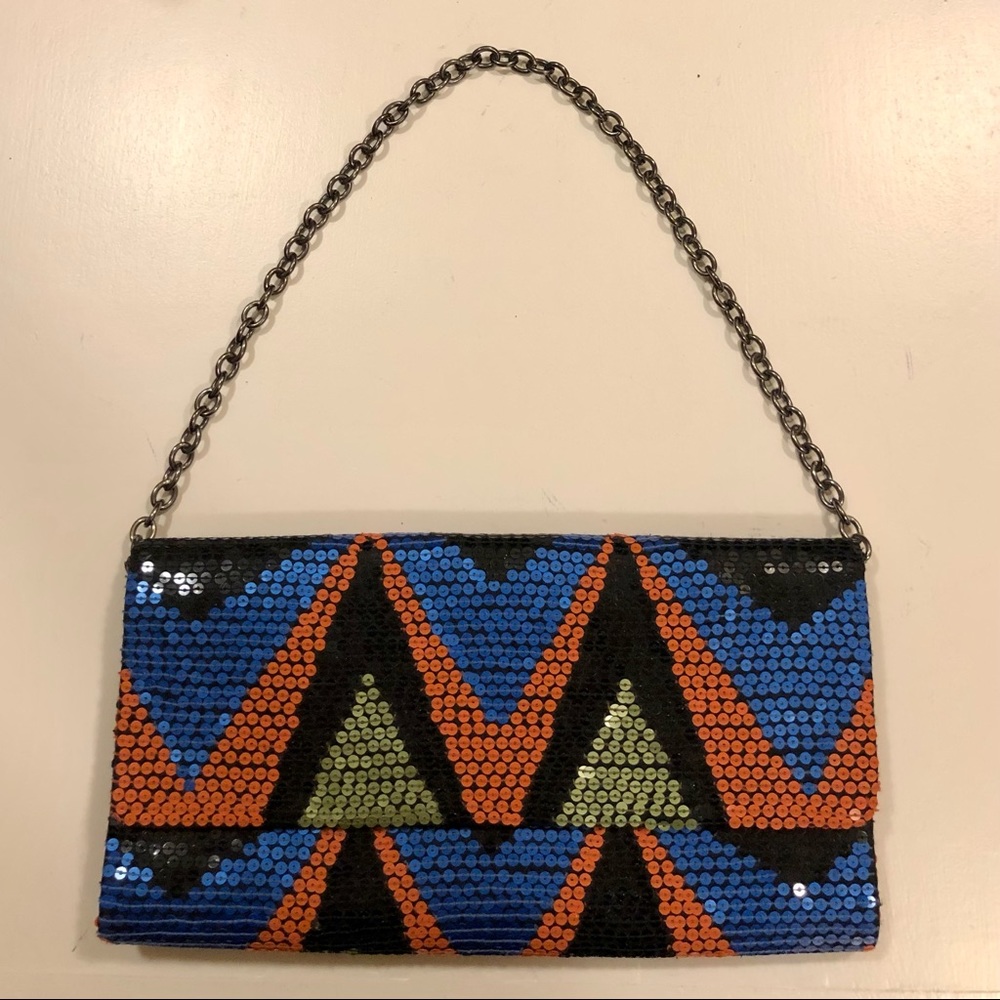 Sequin Clutch w/ Gunmetal Chain